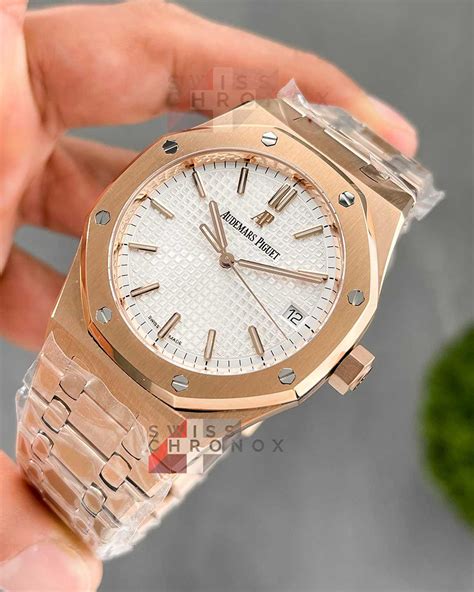 audemars piguet gold white dial leather|audemars piguet gold.